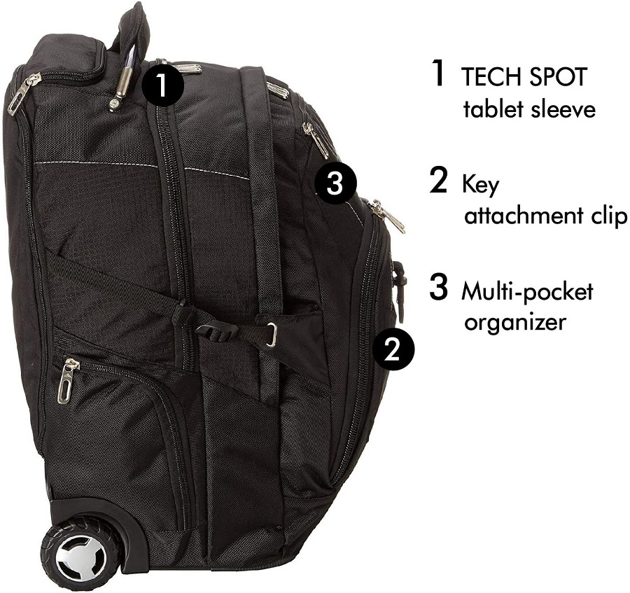 Multi-Function Backpack Tool Bag with Wheel Handle