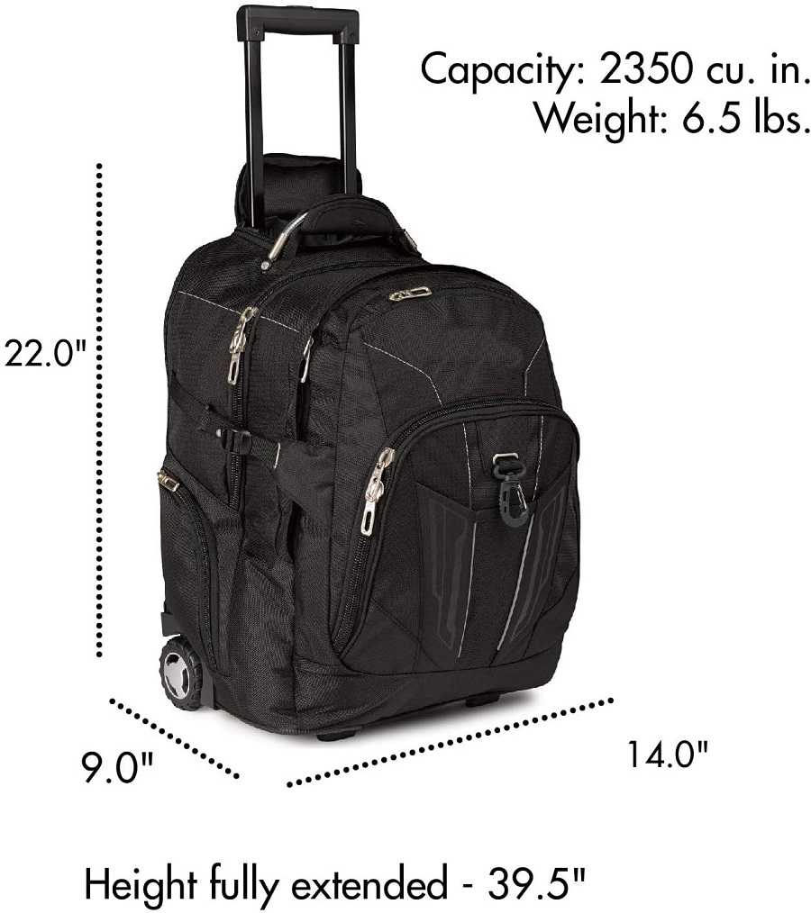 Wheeled game player laptop backpack