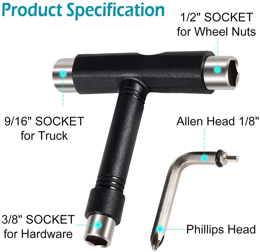 Multi Function Skateboard T Tool Accessory