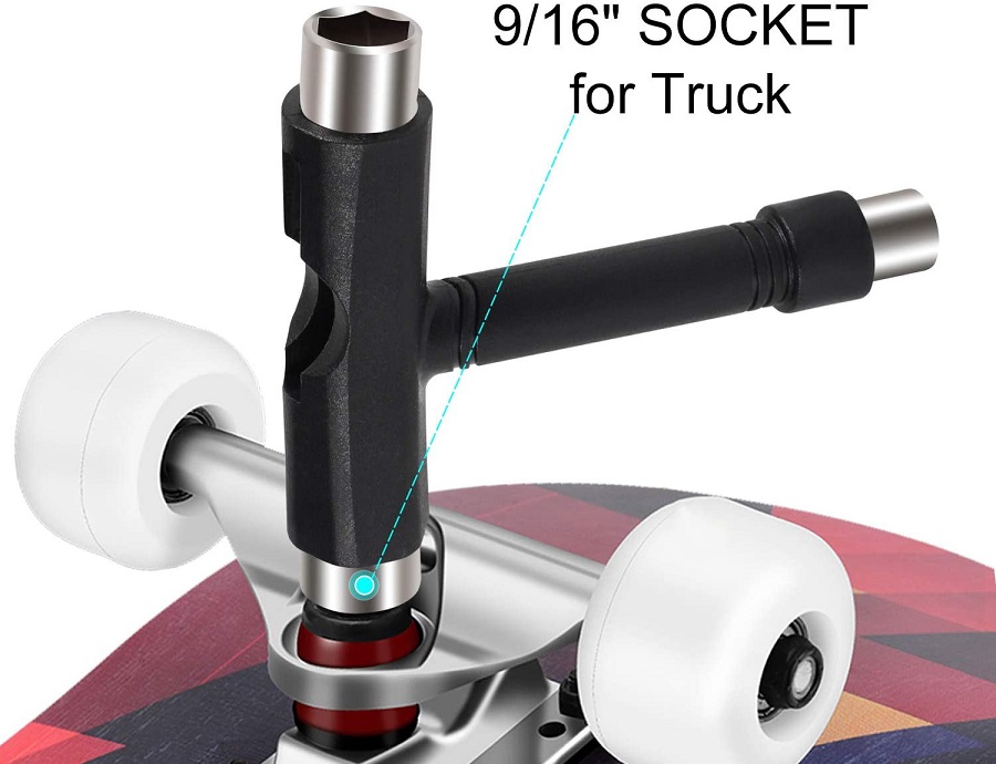 Multi-Function Portable Skateboard T Tool Accessory with T-Type Allen Key and L-Type Phillips Head Wrench Screwdriver