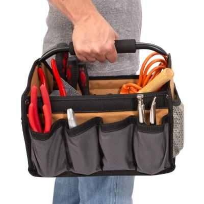Highly Durable Canvas Tool Tote Bag Organizer with 12 Exterior Pockets and 16 Tool Loops