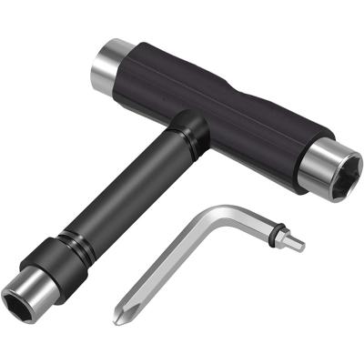 Multi-Function Portable Skateboard T Tool Accessory with T-Type Allen Key and L-Type Phillips Head Wrench Screwdriver